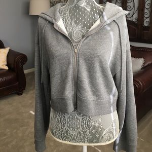 forever 21: gray cropped zip-up hoodie